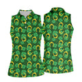 Four Leaf Clovers Golden Horseshoes St Patrick's Day Golf Shirt, Women's Golf Tops, Ladies Golf Polos