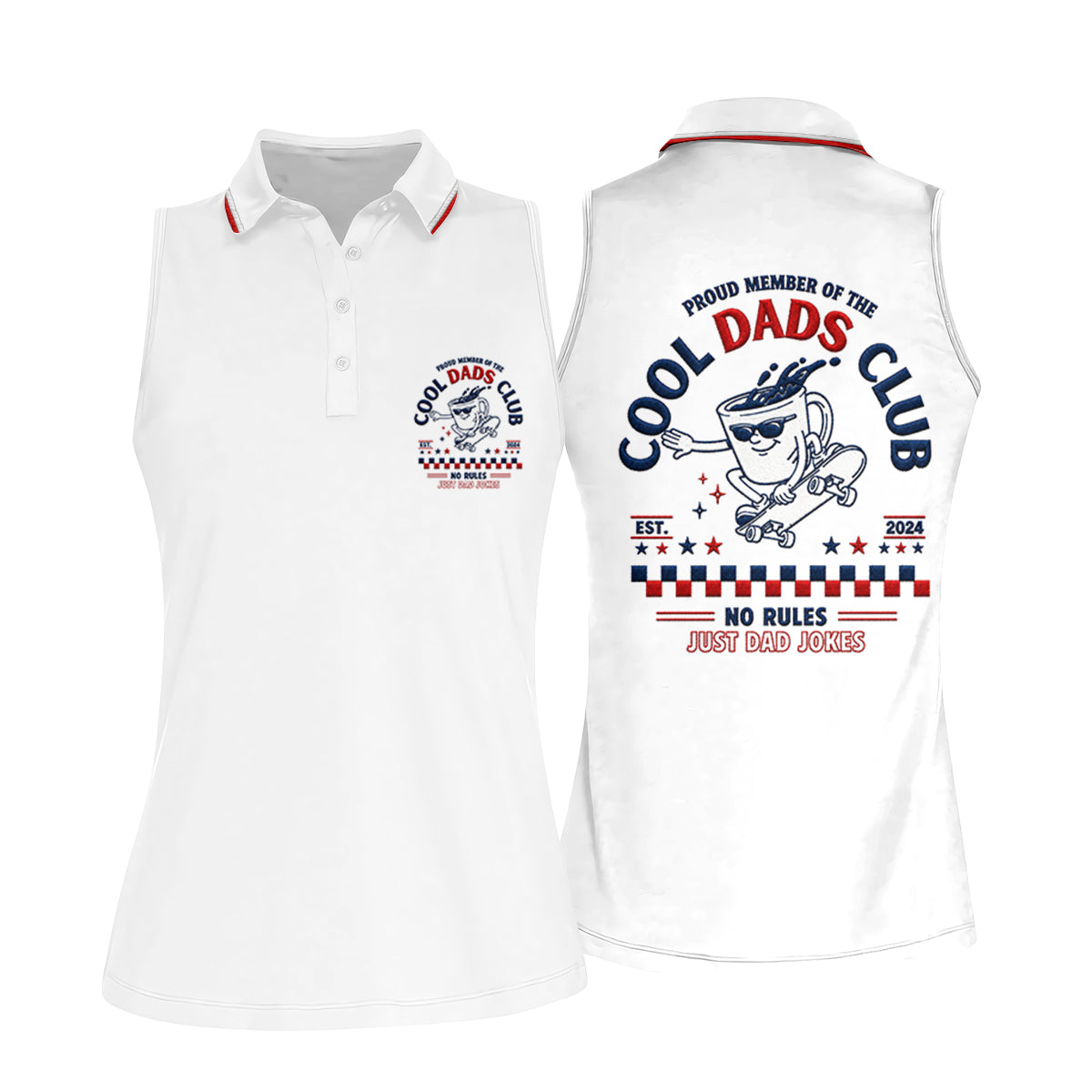 Cool Dads Club All-Over Print Golf Polo, Golf Tops For Women, Golfing Apparel