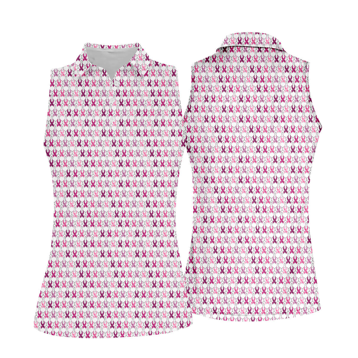 Middle Finger Pink Ribbon Breast Cancer Golf Shirt, Women’s Golf Polo, Ladies Golf Shirts