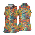 Vibrant Overlapping Dot and Circle Design Hawaiian Golf Polo, Golf Tops For Women, Golfing Apparel