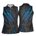 Blue Claw Marks Hawaiian Golf Shirt, Scratch Print Women's Golf Tops, Ladies Golf Shirts