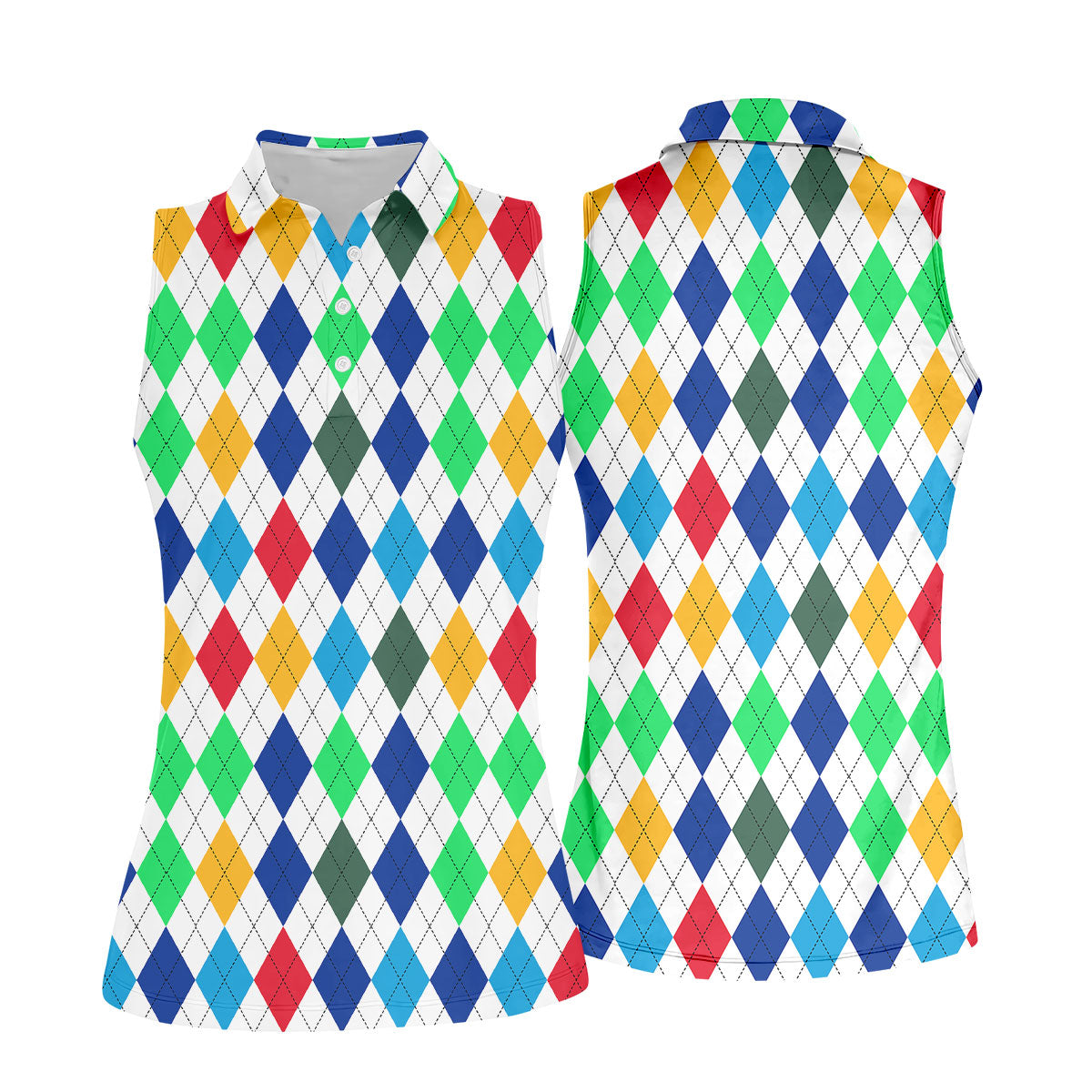 Colorful Argyle Golf Shirt, Classic Diamond Pattern Polo, Womens Golf Polo Shirt, Custom Ladies Golf Shirt