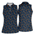 Cartoon Dachshund Golfer Pattern Golf Polo Shirt, Golf Tops For Women, Printed Golf Shirt