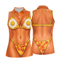 Funny Fried Egg Bikini Body Golf Shirt, Women’s Golf Polo, Ladies Golf Tops, Printed Golf Shirt