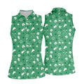 Golf Items Seamless Pattern St. Patrick’s Day Shamrock Golf Shirt, Women's Golf Tops, Ladies Golf Polos