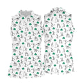 Stick Figure Golf Pose St Patrick's Day Shamrock White Golf Shirt, Women's Golf Tops, Ladies Golf Polos