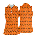 Spooky Bats Orange Halloween Golf Shirt, Ladies Golf Tops, Golf Gifts For Women, Golfing Apparel