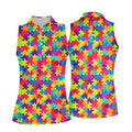 Colorful Handprints Autism Awareness Puzzle Golf Shirt For Women, Ladies Golf Shirts, Women's Polo Shirt