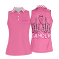 Pink F Cancer Skeleton Middle Finger Breast Cancer Polo Shirt, Ladies Golf Tops, Women’s Golf Polo