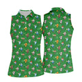 Christmas Characters Golf And Beer Green Women's Funny Golf Shirts, Christmas Golf Shirt, Polo Shirts For Women