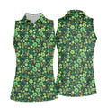 Shamrock St Patrick's Day Dark Green Golf Shirt, Women's Golf Tops, Ladies Golf Polos, Women's Polo Shirt