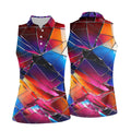 Colorful Broken Glass Abstract Golf Polo Shirt, Golf Tops For Women, Performance Golf Shirt