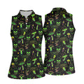 Mushroom And Skull Neon Pattern Hawaiian Golf Shirt, Fun Golf Shirt, Women's Golf Tops