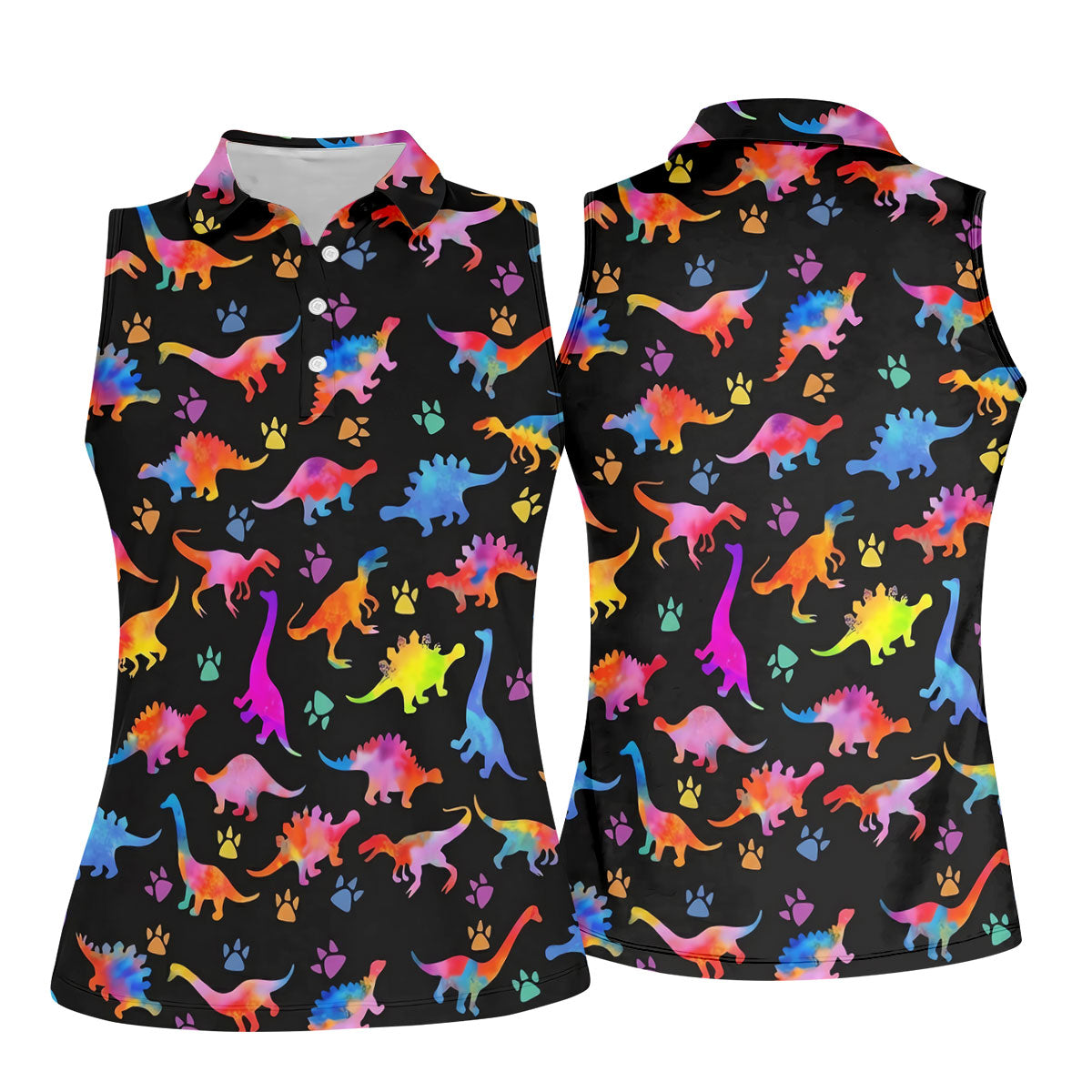 Dinosaur Lover Colorful Golf Shirt, Ladies Golf Shirts, Women's Golf Tops