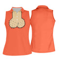Orange Funny Dickhead Faux Chest Golf Shirt, Ladies Golf Shirts, Golf Polo For Women