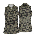 Rhodesian Tiger Stripe Camo Hawaiian Golf Shirt, Women's Golf Tops, Ladies Golf Shirts