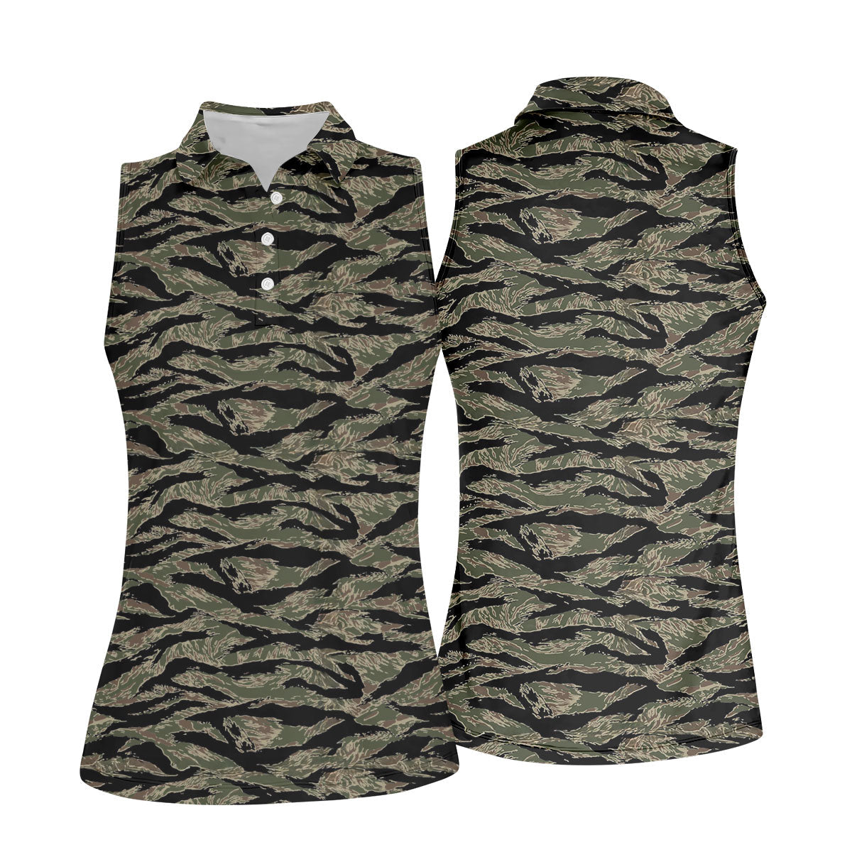 Rhodesian Tiger Stripe Camo Hawaiian Golf Shirt, Women's Golf Tops, Ladies Golf Shirts