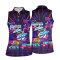 80s Retro Party Golf Shirt, Neon Synthwave Sunset Pattern, Golf Shirt For Women