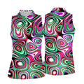 Pink And Green Fluid Art Cool Golf Shirt, Women's Golf Tops, Ladies Golf Shirts, Women's Polo Shirt