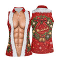 Santa Muscle Body Christmas Golf Shirt, Womens Golf Tops, Ladies Golf Shirts