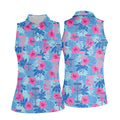 Blue Hibiscus Disc Golf Polo Shirt, Golf Tops For Women, Women’s Golf Polo