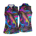 Neon Abstract Swirl Hawaiian Golf Shirt, Women's Golf Tops, Ladies Golf Shirts