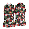 Custom Face Red And Green Argyle Pattern Christmas Women's Golf Tops, Ladies Golf Shirts, Christmas Golf Gift