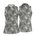 Grey Camo French Bulldog Pattern Golf Shirt, Women's Golf Shirt, Golf Polo For Women, Golf Shirts For Women