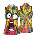 Screaming Face Colorful Retro Hawaiian Golf Shirt, Fun Women's Golf Shirts