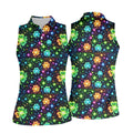 The Star And The Shamrock Rainbow Glitter St Patrick's Golf Shirt, Women's Golf Tops, Ladies Golf Polos