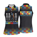 It's Ok To Be Different Women Polo Shirt, Autism Awareness Puzzle Pattern Black Fade Golf Shirts For Women, Autism Golf Shirt