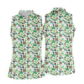 Leopard Pattern St Patrick's Day Shamrock Golf Shirt, Fun Women's Golf Shirts, Women's Golf Tops