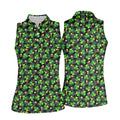 St Patrick's Day Beer Golf Ball Pattern Shamrock Golf Shirt, Women's Golf Tops, Ladies Golf Polos