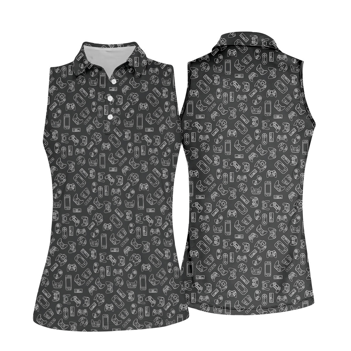 Video Game Controller Seamless Pattern Hawaiian Golf Shirt, Women's Golf Tops, Ladies Golf Shirts