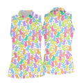 Pastel Easter Peeps Daisy Pattern Women Golf Top, Cute Golf Outfit, Ladies Golf Shirts