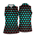 3D Effect Circular Pattern Blue Golf Shirt, Cool Golf Outfit, Women Golf Top, Ladies Golf Shirts