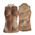 Realistic Hairy Chest and Back Body Hawaiian Golf Polo, Golf Tops For Women, Golfing Apparel