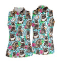 Funny Raccoons Enjoying Coconuts Design Hawaiian Golf Polo, Golf Tops For Women, Golfing Apparel