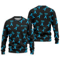 Prostate Cancer Awareness Blue Ribbon Golf Tops For Men, Unique Gift For Golfer, Golfing Apparel