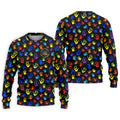 Accept Teach Understand Love Autism Awareness Colorful Handprint Black Golf Shirt, Golf Shirts For Men