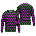 3D Effect Circular Pattern Purple Golf Shirt, Cool Golf Outfit, Men's Funny Golf Shirts, Polo Shirts For Men