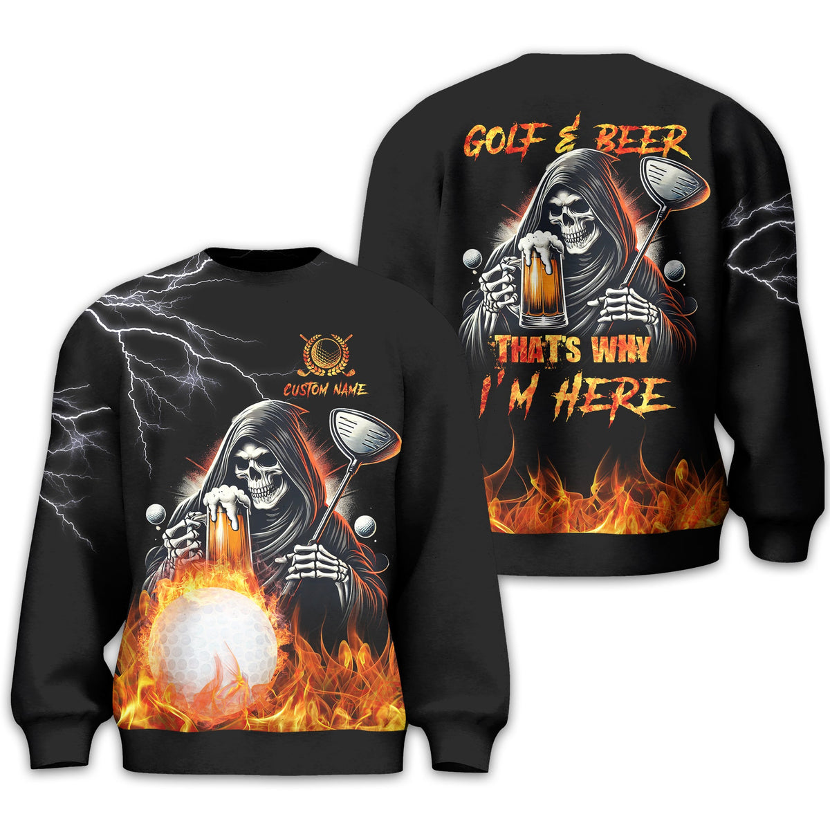 Golf & Beer Thats Why Im Here Custom Golf Shirt, Personalized Golf Shirt, Unique Gift For Golfer