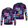 80s Retro Party Golf Shirt, Neon Synthwave Sunset Pattern, Golf Shirt For Men