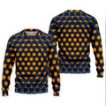 3D Effect Circular Pattern Orange Golf Shirt, Cool Golf Outfit, Men's Funny Golf Shirts, Polo Shirts For Men