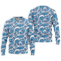 Blue Ocean Wave Pattern Golf Shirt, Hawaiian Golf Shirt, Mens Golf Shirts, Golf Apparel For Men