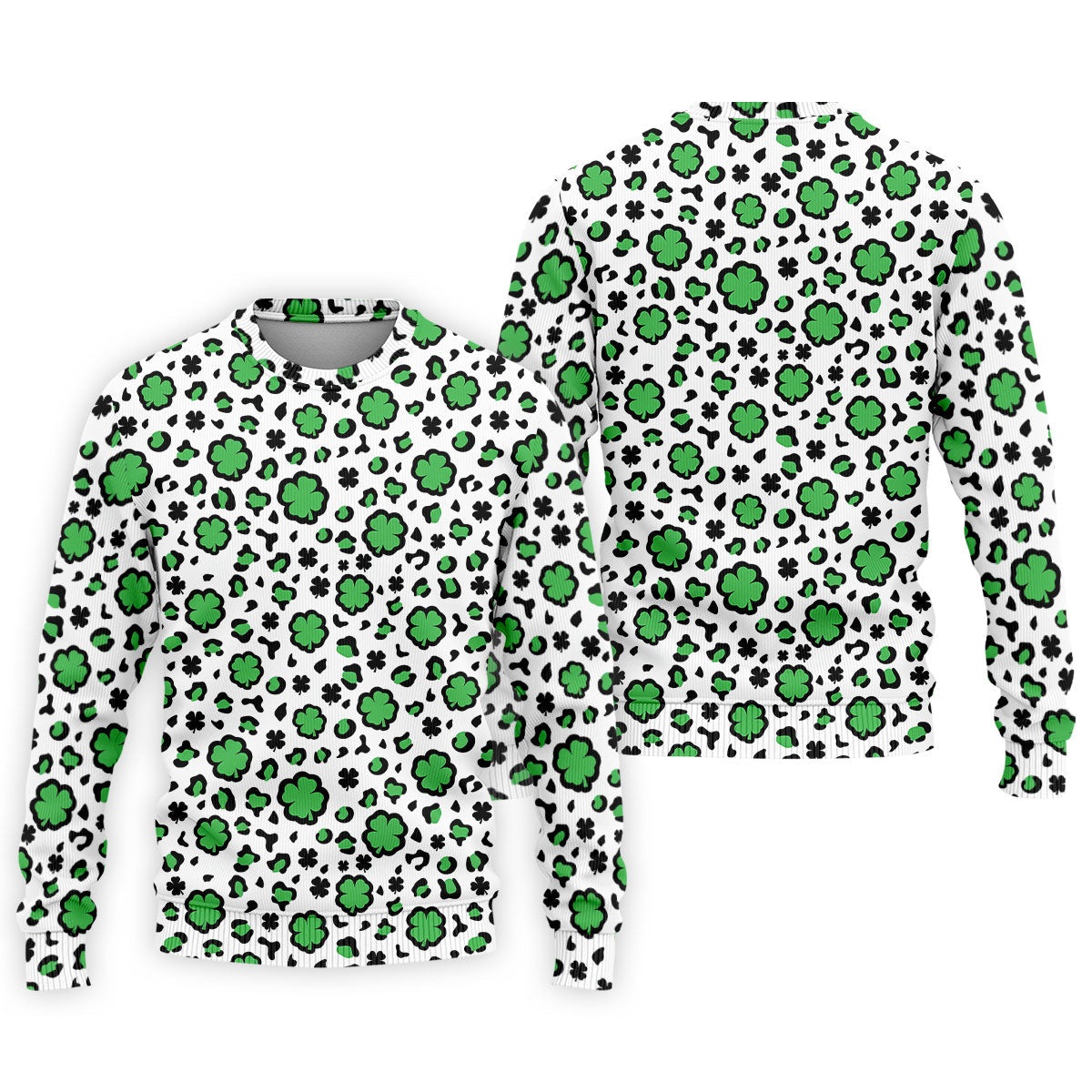 Lucky Four Leaf Clover Leopard Pattern St Patrick's Day Golf Shirt, Polo Shirts For Men, Golf Shirts For Men