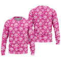 Pink Stitched Skull Halloween Golf Polo Shirt, Golf Shirts For Men, Mens Golf Apparel