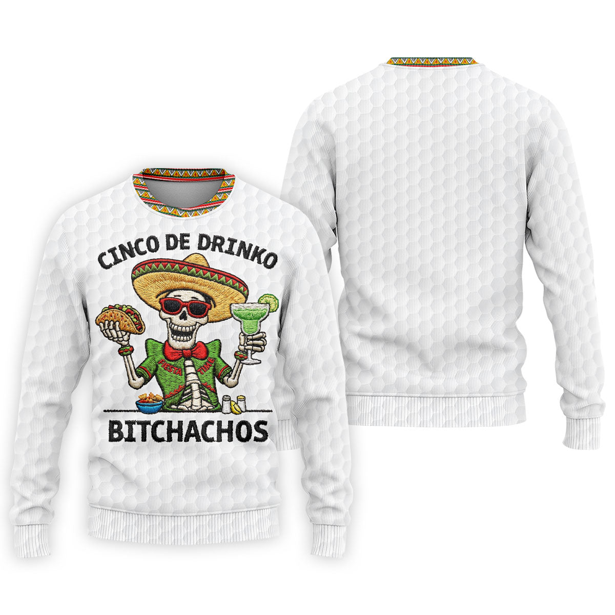 Skeleton Holding Taco And Margarita Hawaiian Golf Polo, Golf Tops For Men, Golfing Apparel