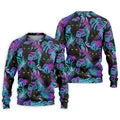 Funny Black Cat Purple Blue Gradient Hawaiian Golf Shirt, Golf Shirts For Men