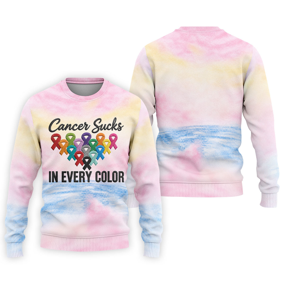 Cancer Sucks In Every Color Ribbon Polo Shirt, Mens Golf Polo, Printed Golf Shirts